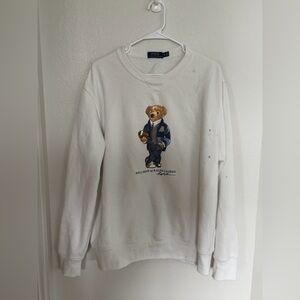 Polo Ralph Lauren Crewneck Polo Bear Fleece Sweater Sweatshirt White Size XL